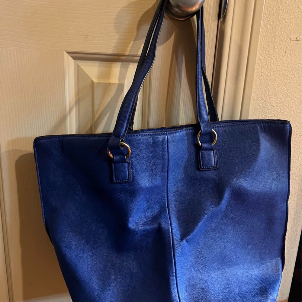 Liz Claiborne Large, Deep Blue Boho Tote with Gold-Tone Rings